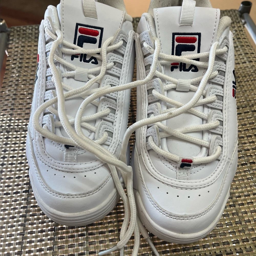 Fila Kids White and Navy Sneakers
